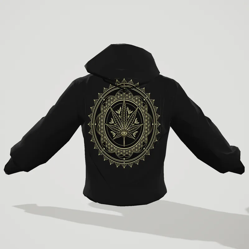 The mandala placed on a white hoodie